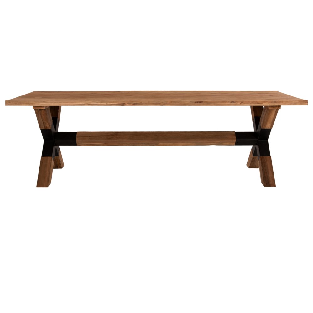 ESSTISCH FUSSBEINE AUS MASSIVEM RECYCELTEM TEAKHOLZ MIT METALL, 250 x 100 x 78 Hcm