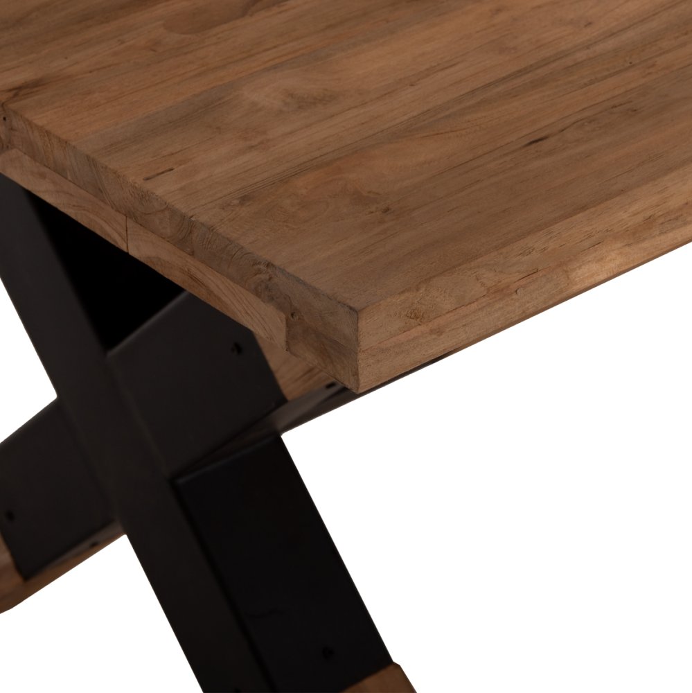 ESSTISCH FUSSBEINE AUS MASSIVEM RECYCELTEM TEAKHOLZ MIT METALL, 250 x 100 x 78 Hcm
