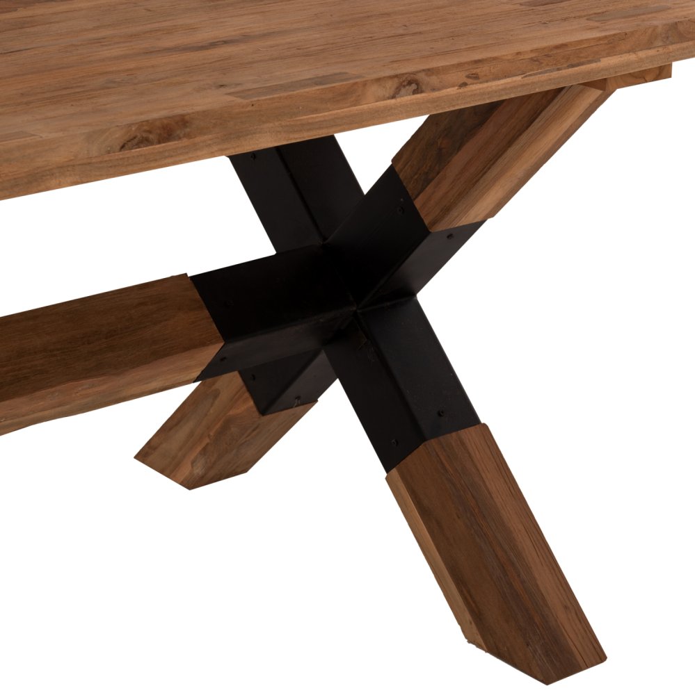 ESSTISCH FUSSBEINE AUS MASSIVEM RECYCELTEM TEAKHOLZ MIT METALL, 250 x 100 x 78 Hcm