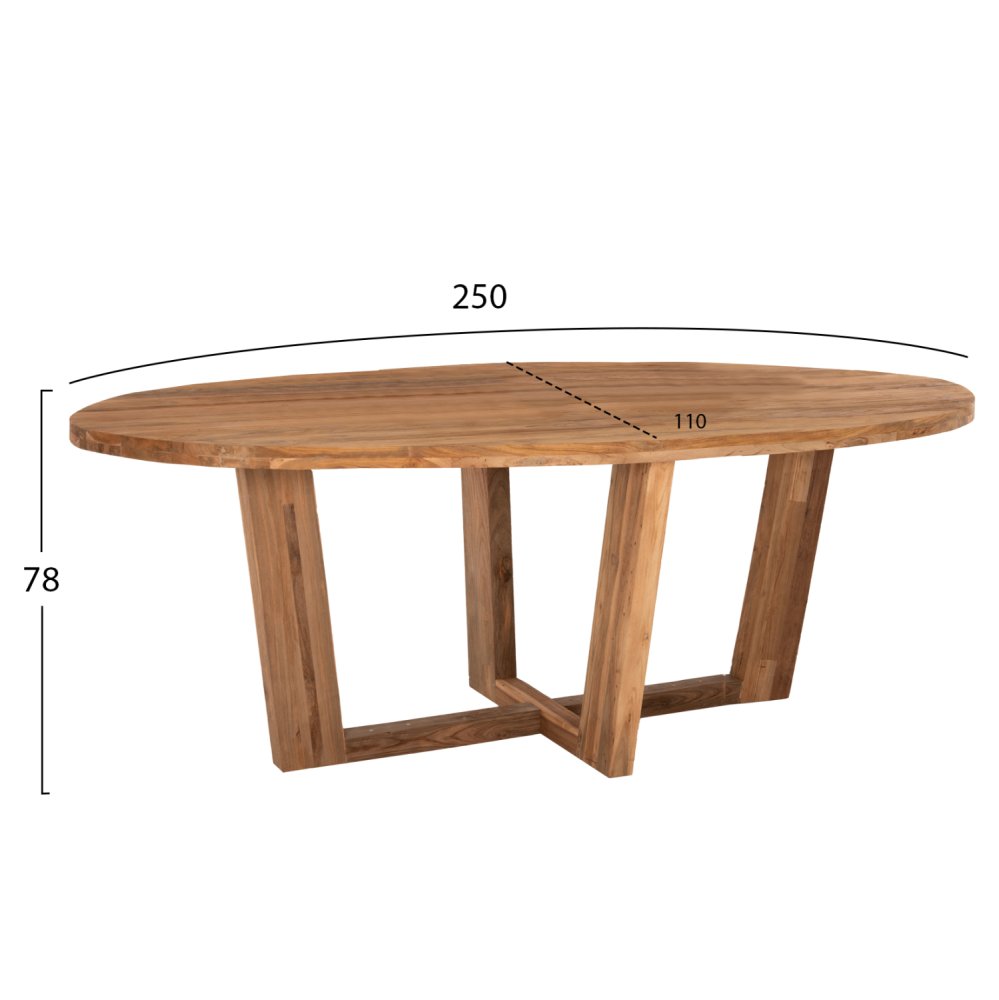 ESSTISCH CARIB OVAL RECYCELTES TEAK 250x110x78cm
