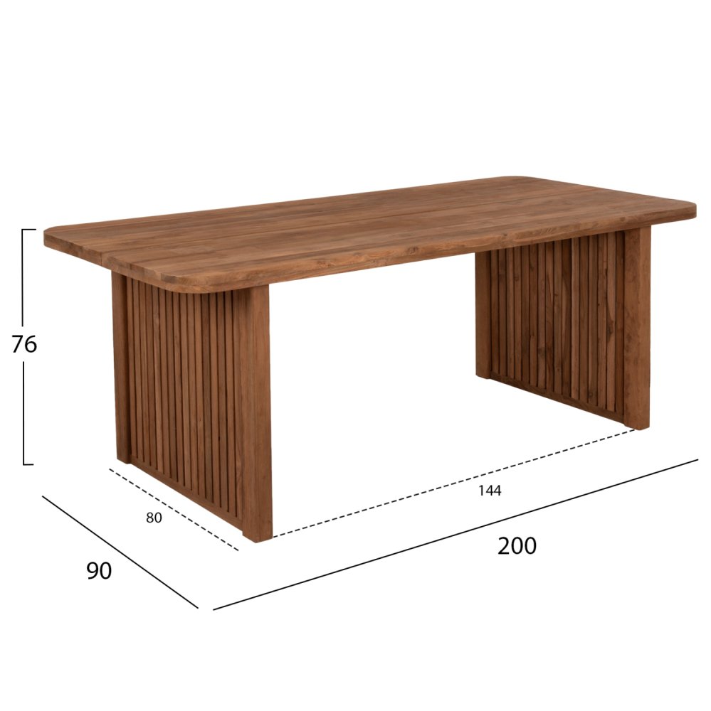 ESSTISCH BONTANG RECYCELTES TEAK IN NATÜRLICHER RUSTIKALFARBE 200x90x76Hcm