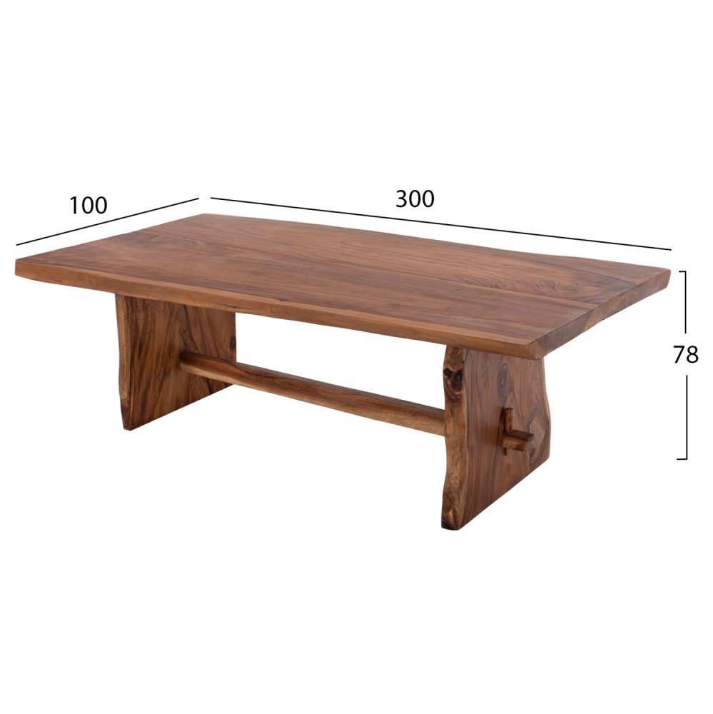 ULYSES ESSTISCH MASSIVES SUARHOLZ IN NATÜRLICHER DICKE 9 cm 300 x 100 x 78 cm