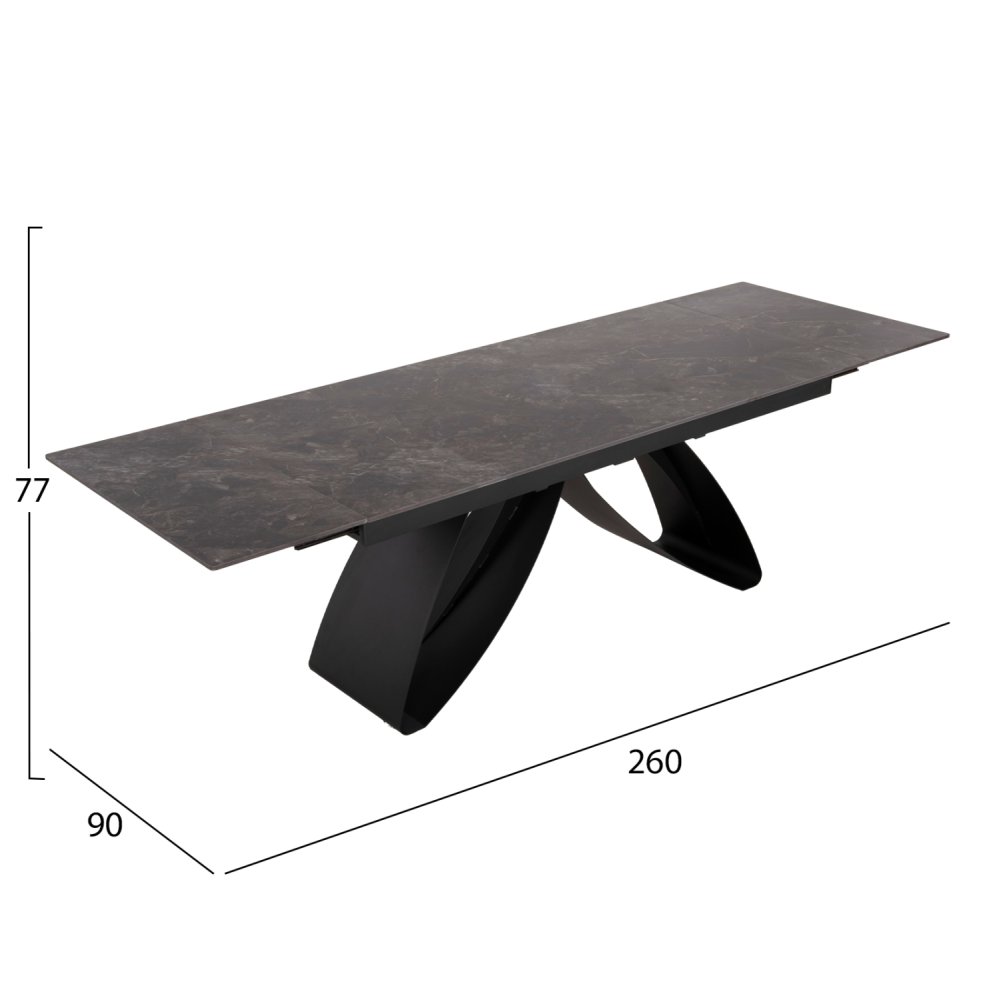 ESSTISCH TEGATT KERAMIKPLATTE AUSZIEHBAR-SCHWARZ 180-260x90x77Hcm