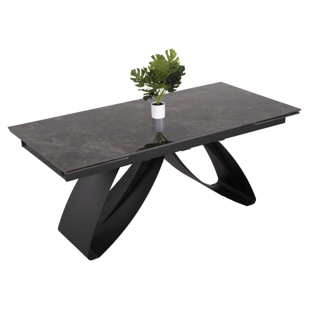 ESSTISCH TEGATT KERAMIKPLATTE AUSZIEHBAR-SCHWARZ 180-260x90x77Hcm
