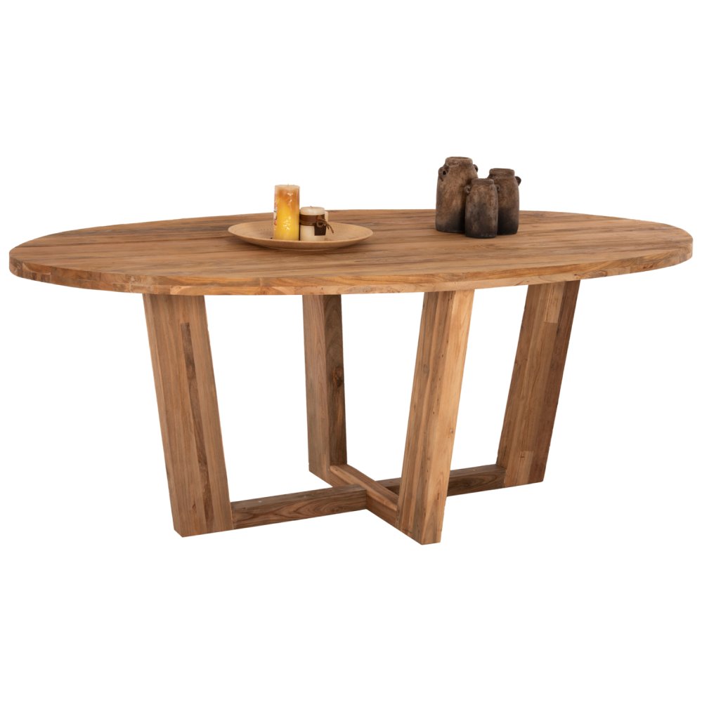 Esstisch in ovaler Form aus recyceltem Teakholz, 209 x 109 x 80 cm