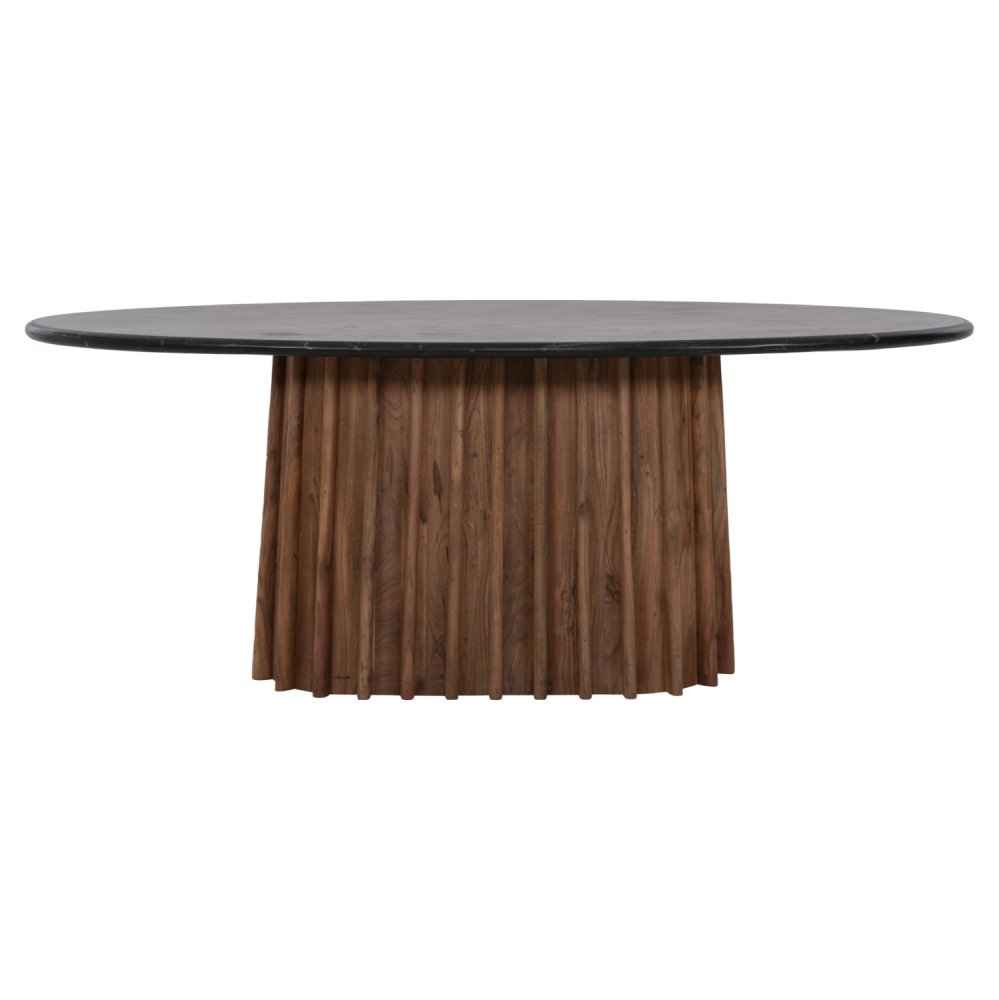 OVALE ESSTISCH DRAXX MASSIVE AKAZIE-SCHWARZ-MARMOR 200x100x76cm