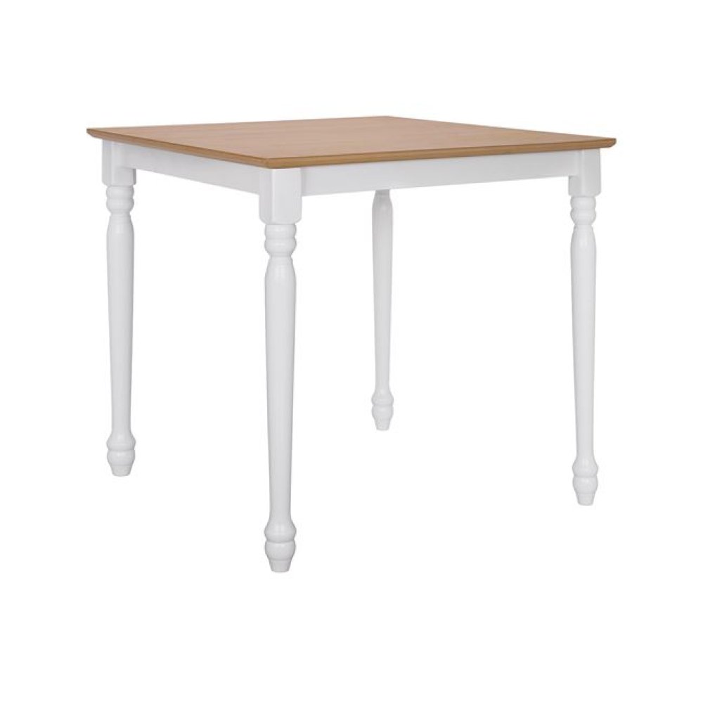Classic wooden Table PAMUEL with natural surface, white foot
