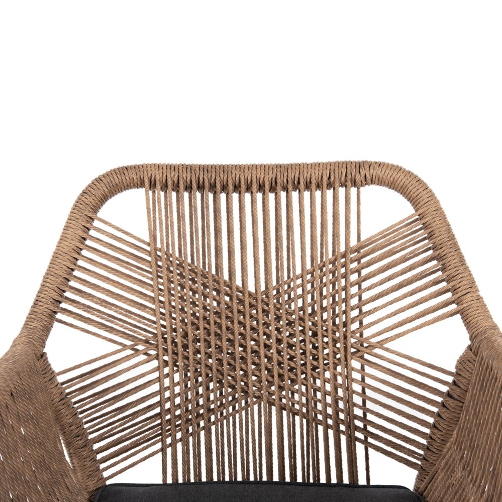 SESSEL ALUMINIUM ANTHRAZIT-PE RATTAN BEIGE-KISSEN ANTHRAZIT57x65x84Hcm