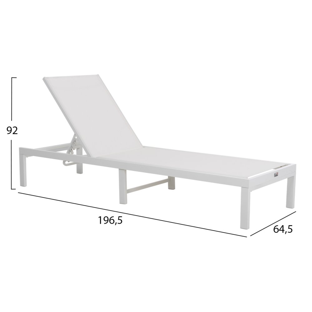 ALUMINUM SUNBED WHITE FRAME & TEXTILENE 196,5x64,5x92Hcm