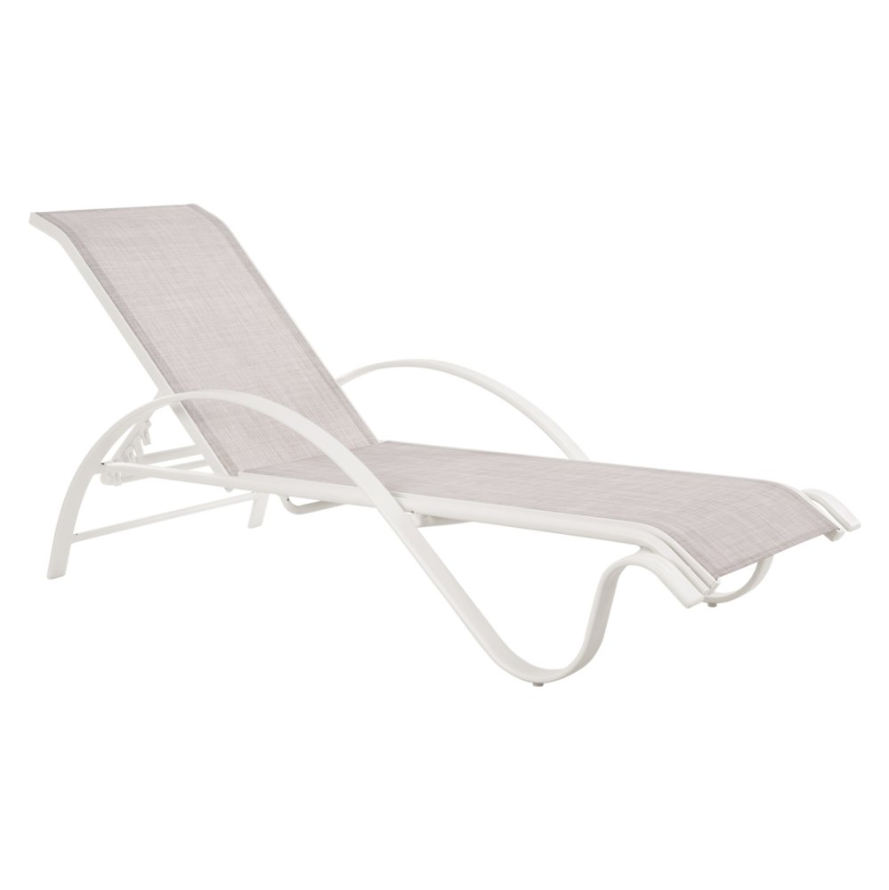 Deck chair made of aluminum and textline in white