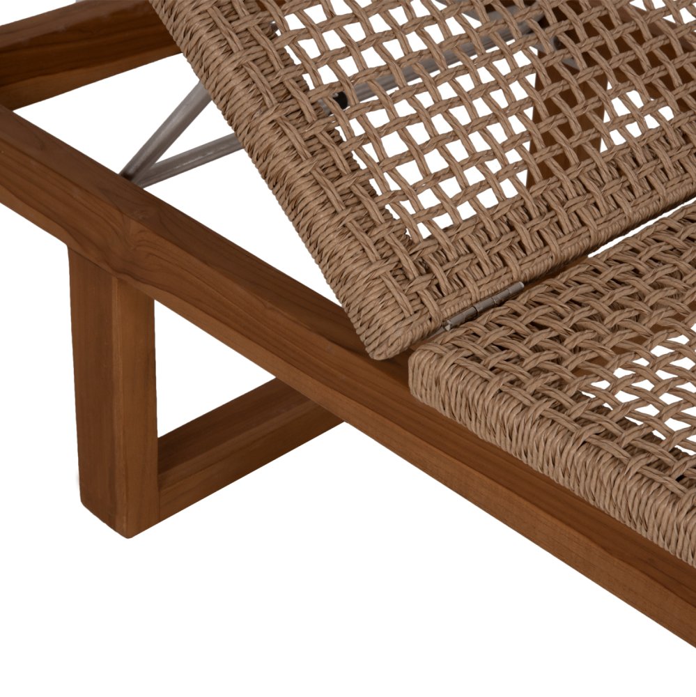 SUNLOUNGER PATRON TEAK WOOD-VIRO ROPE WICKER 191x65x86cm
