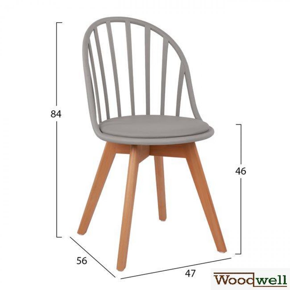 Stuhl "ALINA"  mit Holzbeinen und grauem Sitz