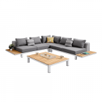 "POLO" LOUNGESET 4-TEILIG AUS ALUMINIUM UND TEAKHOLZ