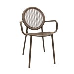 "Zenia" Armchair Metal in Mokka