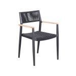 Aluminium Sessel "CORSIKA" mit Geflecht und Teakholz Lehne