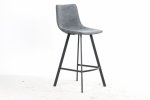 Barhocker "8307" aus grauem Samt mit Metallbeinen