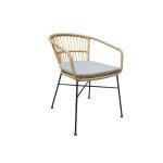 Aluminium Sessel "CELINE" in beigem Geflecht