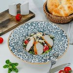 Alhambra Porzellansalatschale weiß und blau mit Blumendesign 6 Set 27cm-450cc