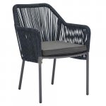 Outdoor Sessel "Baleric" aus Aluminium und Seilgeflecht in blau 68x81,5x48x57 cm stapelbar