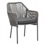 Outdoor Sessel "Baleric" aus Aluminium und Seilgeflecht in grau 68x81,5x48x57 cm stapelbar