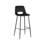 Barhocker Josh 42x47x104 cm Schwarzer Samt l Schwarzes Metall
