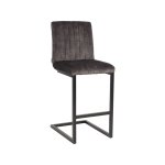 Barhocker Milo 41x53x100 cm Anthrazit Velours | Schwarzes Metall