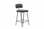 Barhocker "8881" aus grauem Kunstleder mit Metallbeinen