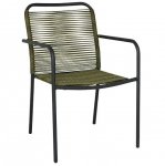 Outdoor Wickersessel "Jiro" aus Seil Wicker in olivgrün und Anthrazit Aluminiumgestell