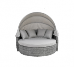 " Daybed" Sonneninsel, Rund-Lounge, 1 Sofa mit klappbarem Dach, 1 Hocker und 1 Tisch.