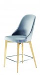 Barhocker "Espina" aus blauem  Samt und Holzbeinen