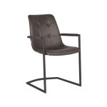 Polsterstuhl "Boyd" aus Mikrofaser in Anthrazit Farbe und schwarzem Metallgestell 54x64x87 cm