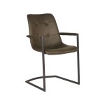 Polsterstuhl "Boyd" aus Mikrofaser in Army Grün Farbe und schwarzem Metallgestell 54x64x87 cm