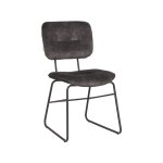 Esszimmerstuhl Dez 49x60x87 cm Anthrazit Velours | Schwarzes Metall