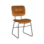 Esszimmerstuhl Dez 49x60x87 cm Ocker Velours | Schwarzes Metall