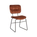 Esszimmerstuhl Dez 49x60x87 cm Rost Velours | Schwarzes Metall