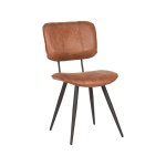 Esszimmerstuhl Fos 49x60x87 cm Cognac-Leder , Schwarzes Metall