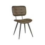 Esszimmerstuhl Gus 49x60x87 cm Armee Mikrofaser | Schwarzes Metall