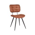 Esszimmerstuhl Gus 49x60x87 cm Cognac-Mikrofaser | Schwarzes Metall