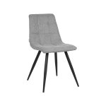 Stuhl "Jelt" in silbergrau gewebtem Stoff und schwarzem Metallgestell 45x56x85 cm