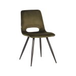 Esszimmerstuhl Josh 47x56x86 cm Armee Samt , Schwarzes Metall