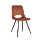 Esszimmerstuhl Josh 47x56x86 cm Rostfarbener Samt , Schwarzes Metall
