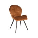 Esszimmerstuhl Sil 51x64x87 cm Ocker Velours | Schwarzes Metall