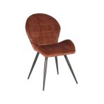 Esszimmerstuhl Sil 51x64x87 cm Rost Velours | Schwarzes Metall