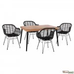 Esstisch Set Allegra aus Wicker in Farbe Beige und Schwarz