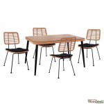 Esstisch Set Allegra aus Wicker in Farbe Beige und Schwarz
