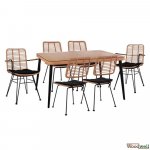 Esstisch Set Allegra aus Wicker in Farbe Beige und Schwarz