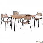 Esstisch Set Allegra aus Wicker in Farbe Beige und Schwarz