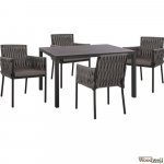 Esstisch Set aus Aluminium in Farbe Anthrazit