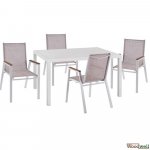 Esstisch Set aus Aluminium in Farbe weiß