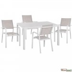 Esstisch Set aus Aluminium in Farbe weiß